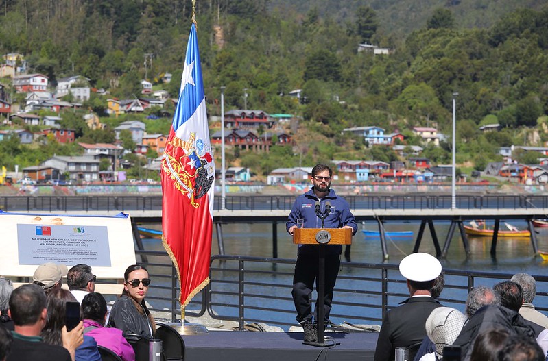 Presidente Boric inauguró las obras de la Caleta de Pescadores Los Molinos.